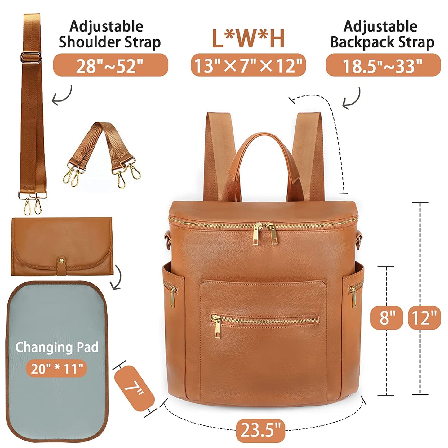 Leather Mommy Diaper Backpack – Stylish & Functional Baby Bag