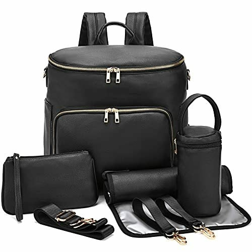 Leather Mommy Diaper Backpack – Stylish & Functional Baby Bag