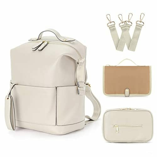 Leather Mommy Diaper Backpack – Stylish & Functional Baby Bag