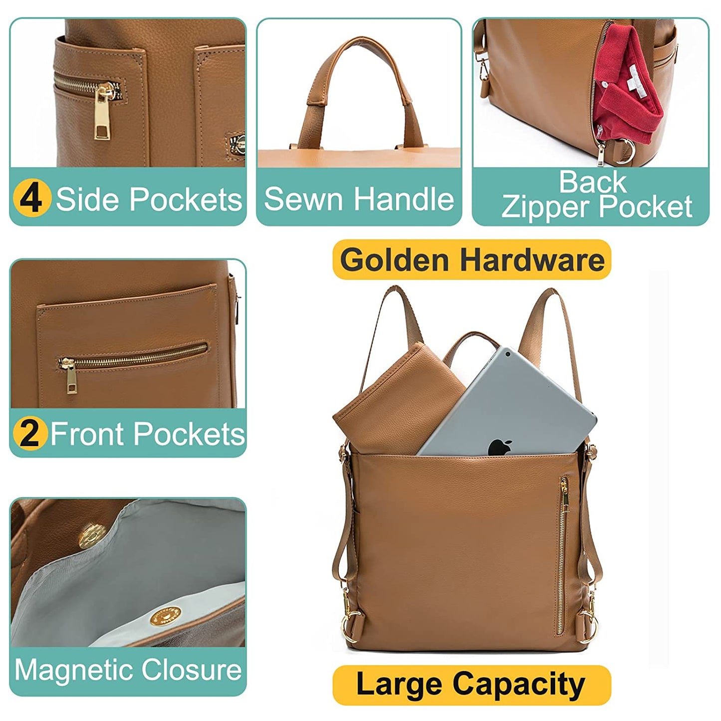Leather Mommy Diaper Backpack – Stylish & Functional Baby Bag