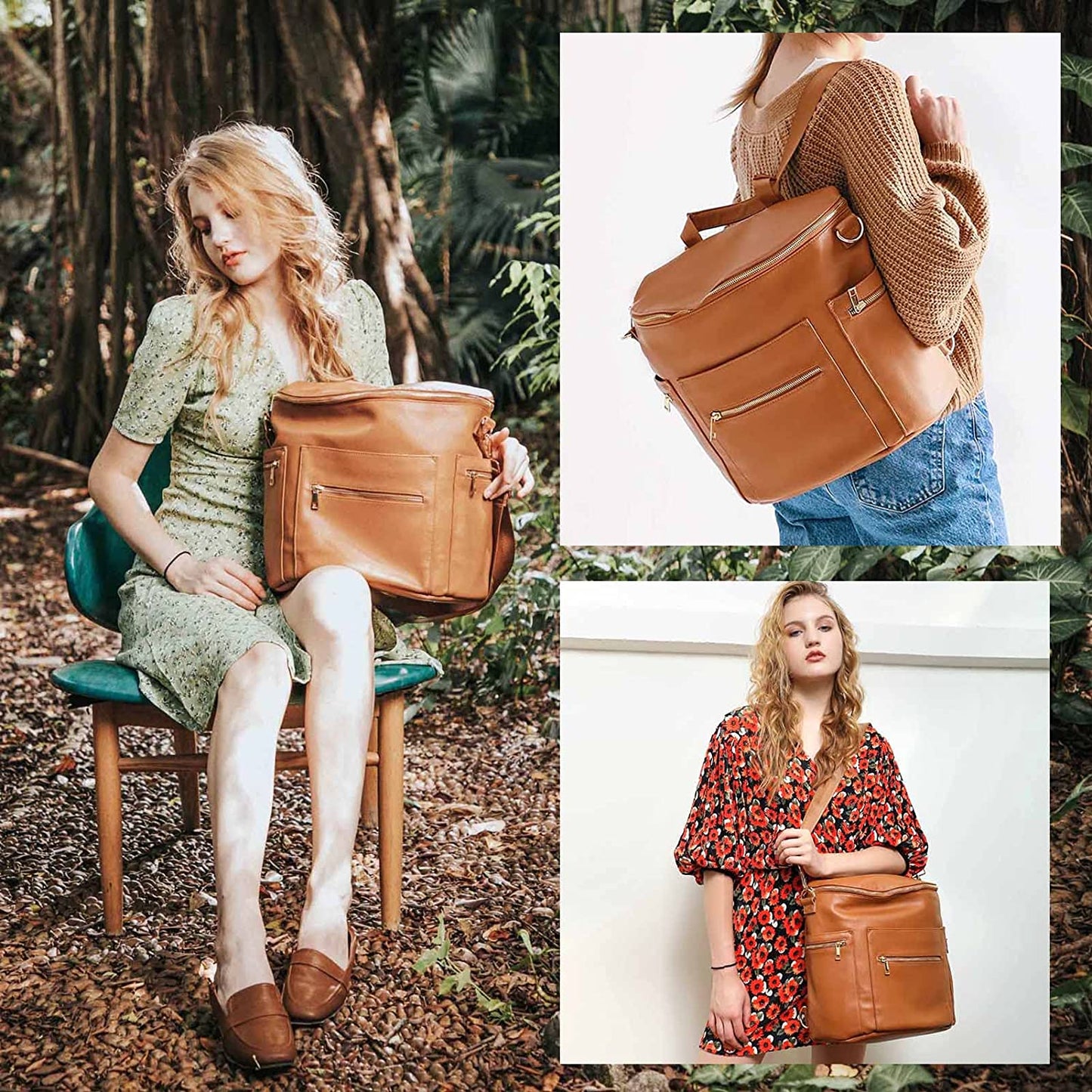 Leather Mommy Diaper Backpack – Stylish & Functional Baby Bag
