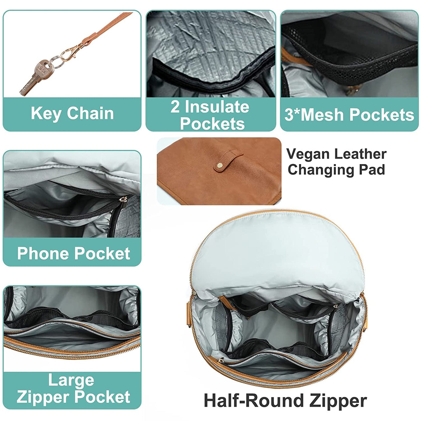 Leather Mommy Diaper Backpack – Stylish & Functional Baby Bag