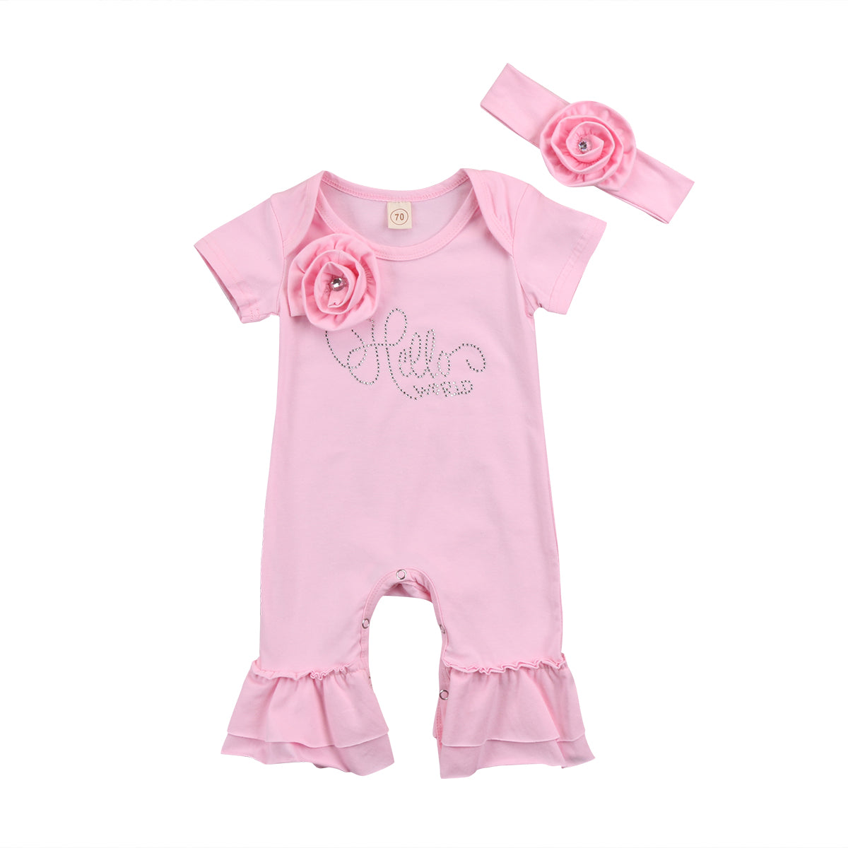 Newborn Baby Flower Romper & Headband Set – Adorable Girl Jumpsuit Outfit
