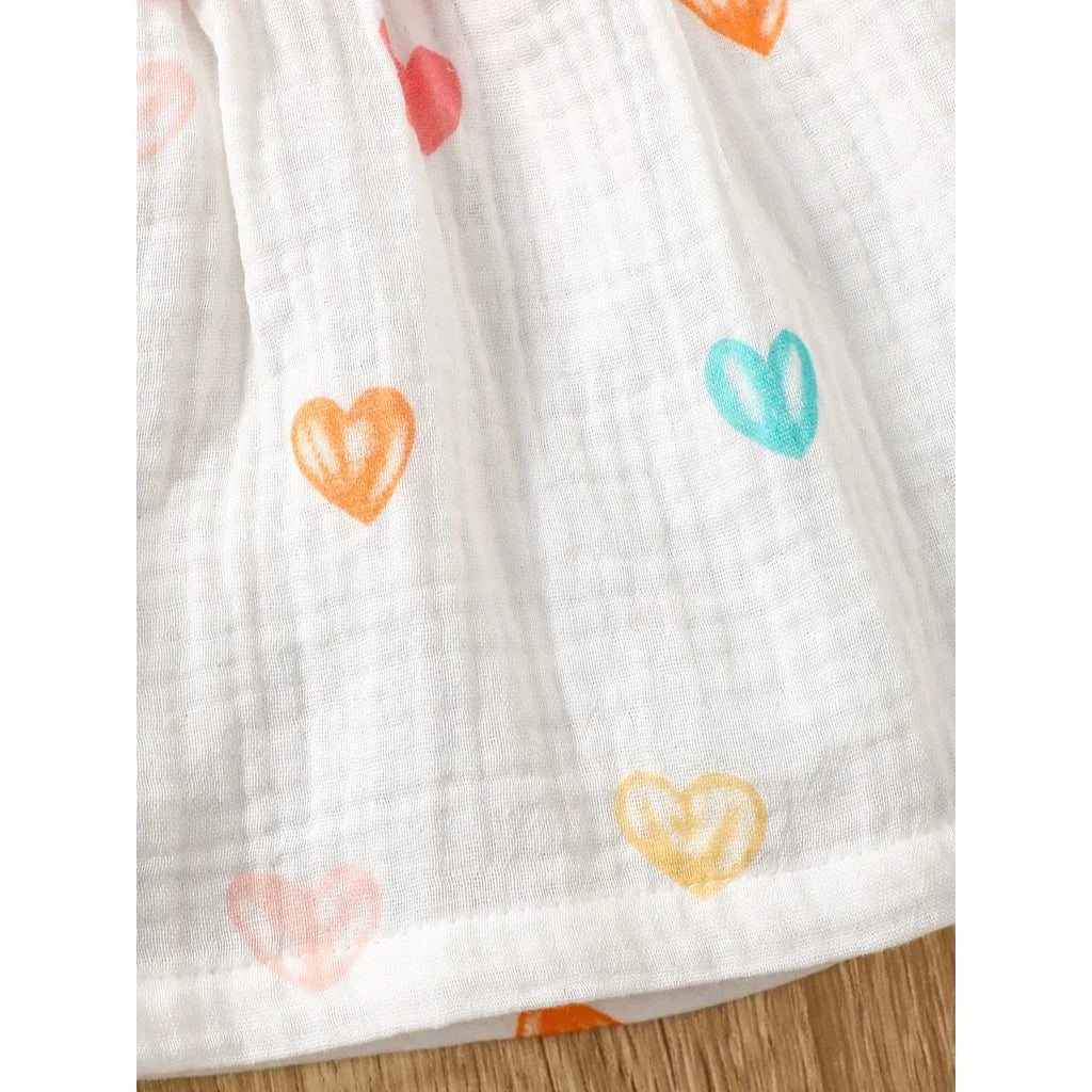 2PCS Newborn Baby Girl Dress Set – Love Print Sleeveless Dresses