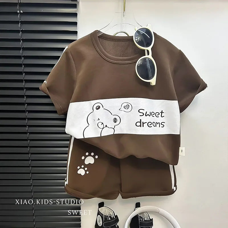 Kids' Striped Short Sleeve Summer Set – 2-Piece Outfit for Girls & Boys