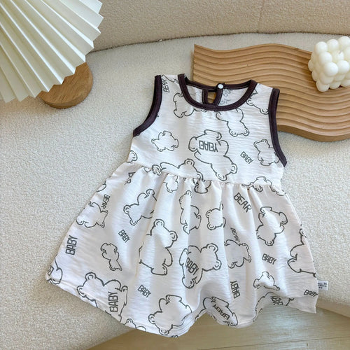 Fashion Printed Sleeveless Baby Girl Dress – Newborn Princess Outfit