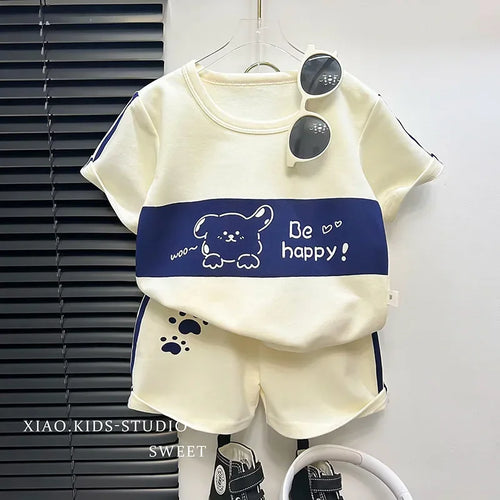 Kids' Striped Short Sleeve Summer Set – 2-Piece Outfit for Girls & Boys