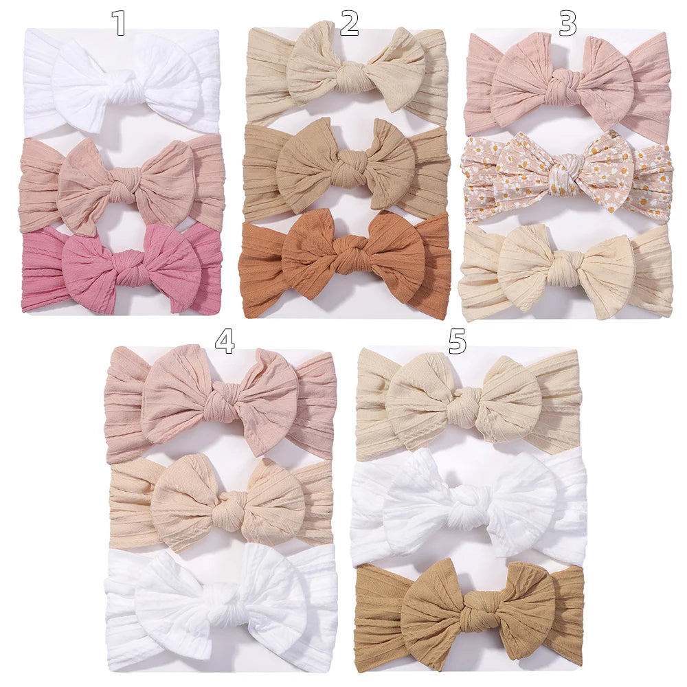 3pk Breathable Elastic Headbands For Babies