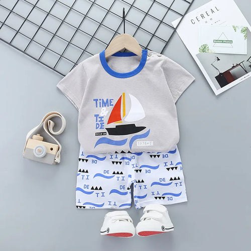2PCS Kids Clothing Set – T-Shirt & Shorts Outfit for Boys & Girls
