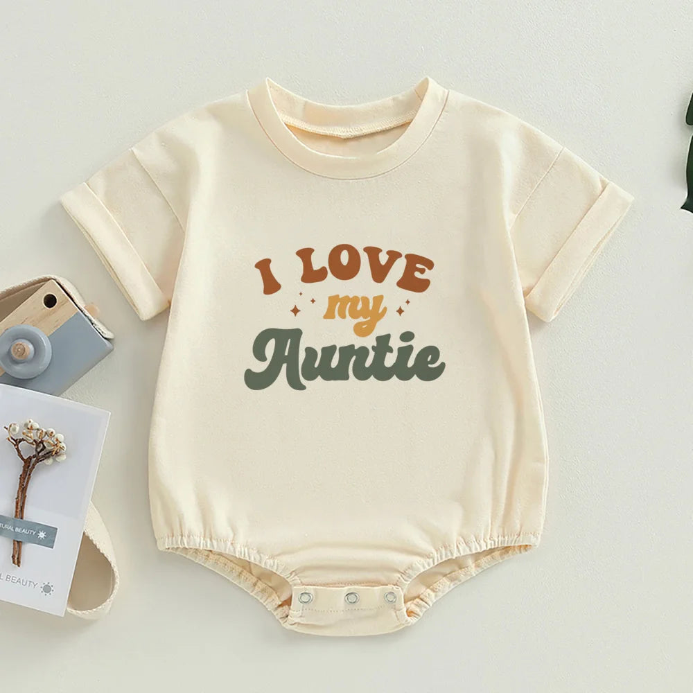 “Auntie’s Little Bestie” Bubble Romper – Newborn Baby Girl/Boy Outfit