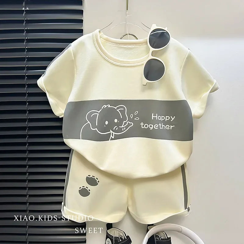 Kids' Striped Short Sleeve Summer Set – 2-Piece Outfit for Girls & Boys