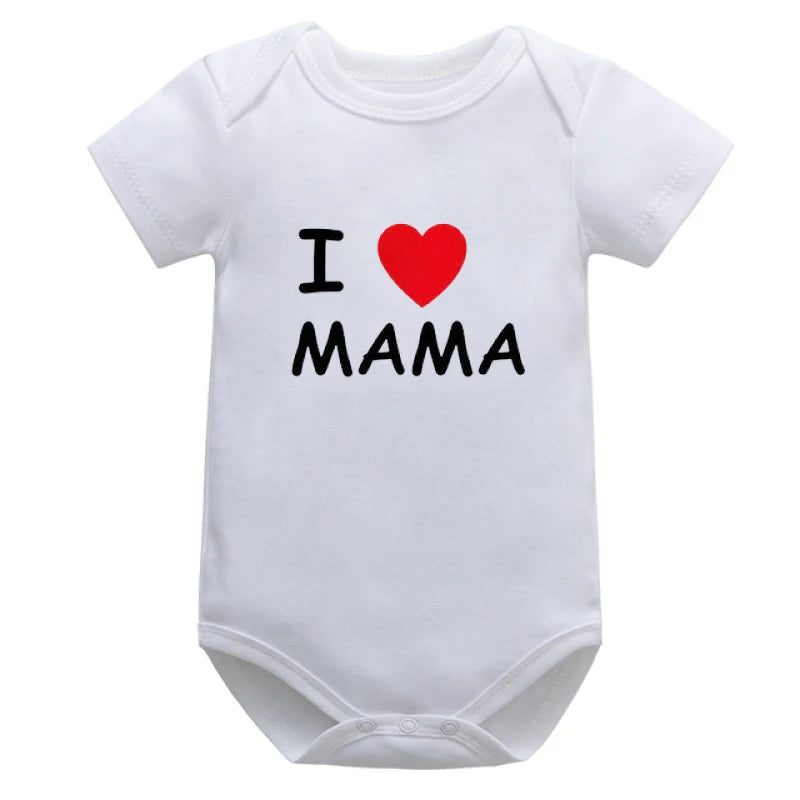 I Love Mom & Dad” Baby Romper – Cotton Short Sleeve for Boys & Girls