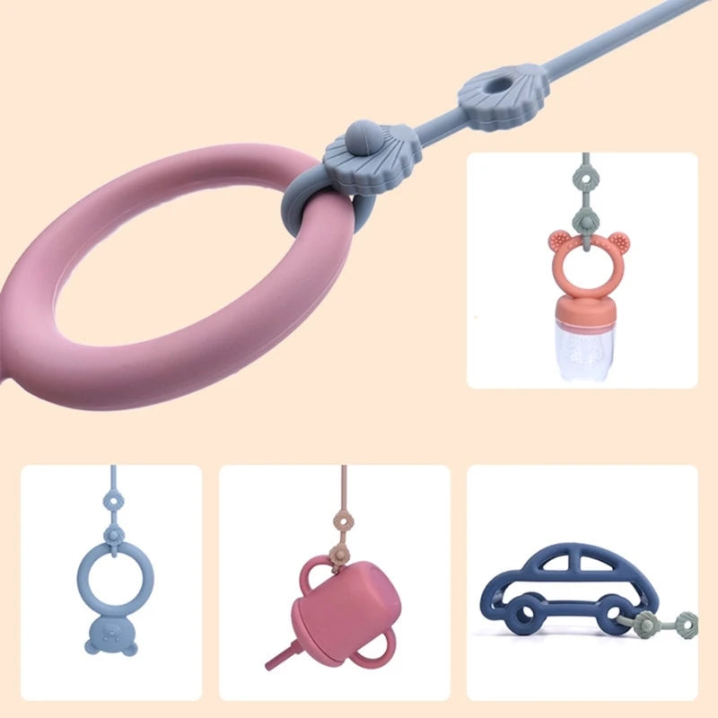 Baby Pacifier Chain with Safety Straps – Silicone Clip Holder for Stroller & Clothing