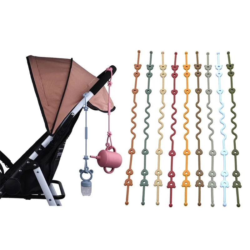 Baby Pacifier Chain with Safety Straps – Silicone Clip Holder for Stroller & Clothing