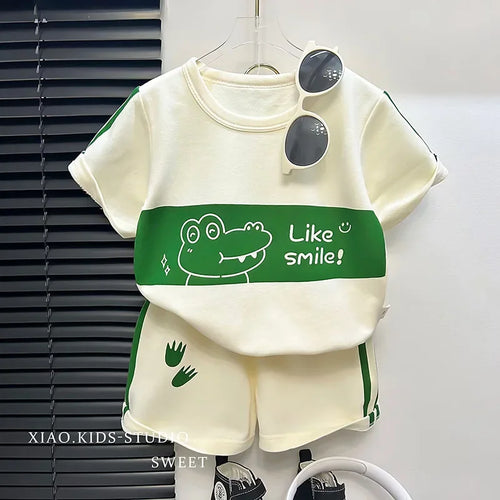 Kids' Striped Short Sleeve Summer Set – 2-Piece Outfit for Girls & Boys