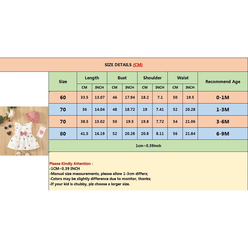 2PCS Newborn Baby Girl Dress Set – Love Print Sleeveless Dresses