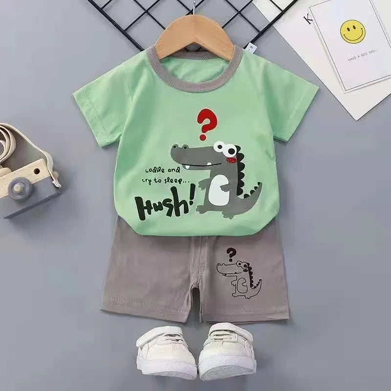 2PCS Kids Clothing Set – T-Shirt & Shorts Outfit for Boys & Girls