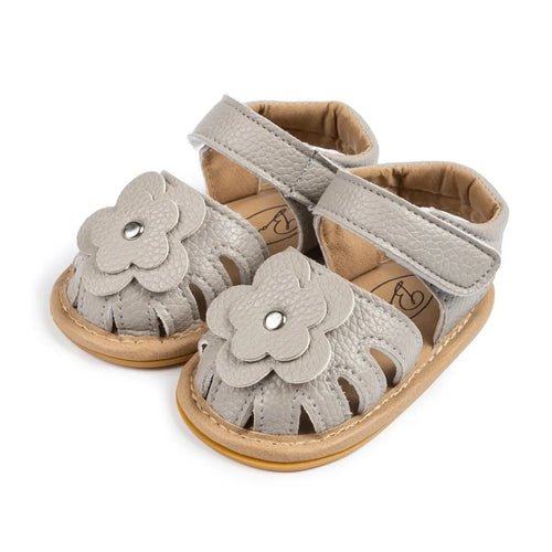 Velcro Slip - On Leather Flower Sandals - KozyPanda