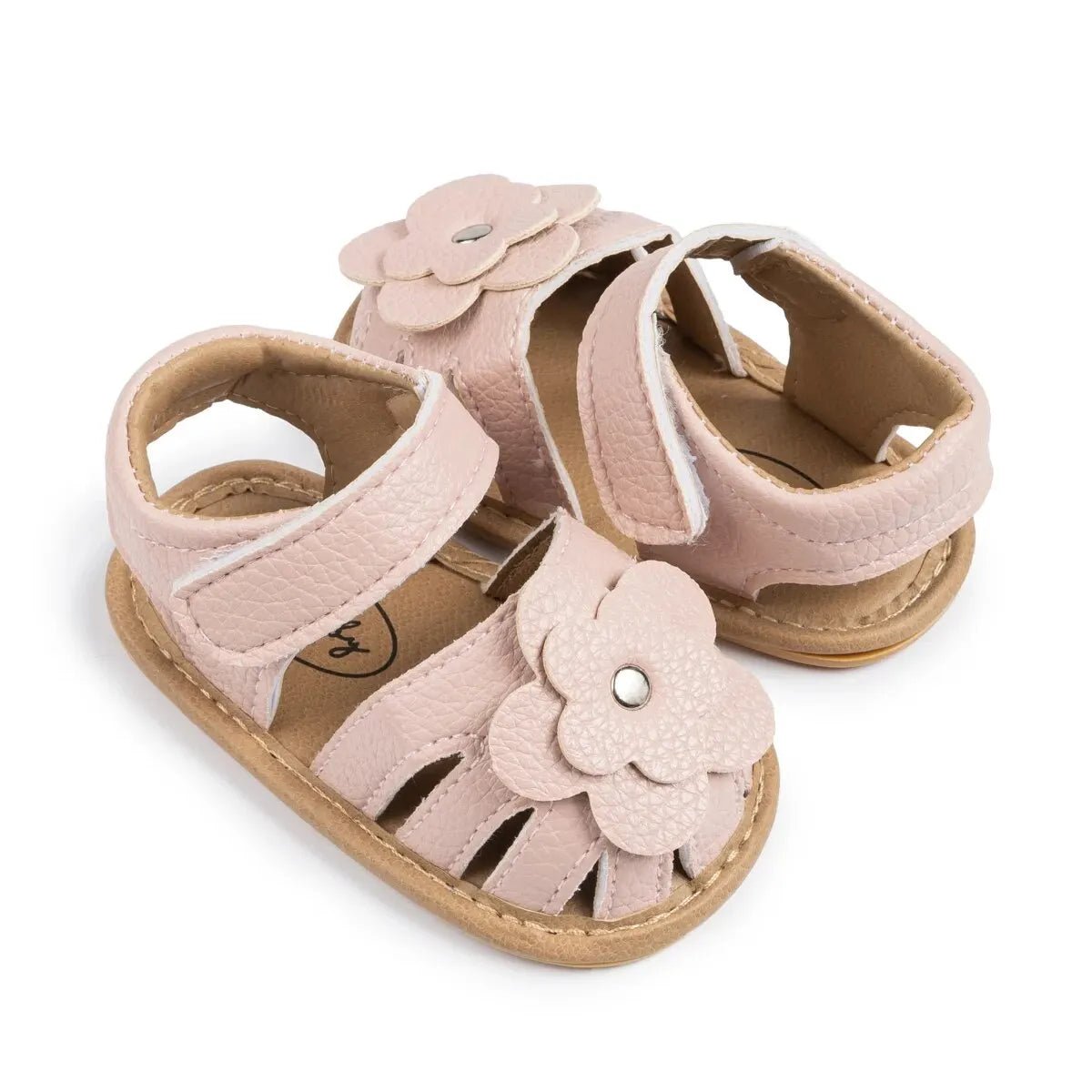 Velcro Slip - On Leather Flower Sandals - KozyPanda