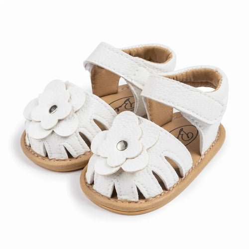 Velcro Slip - On Leather Flower Sandals - KozyPanda
