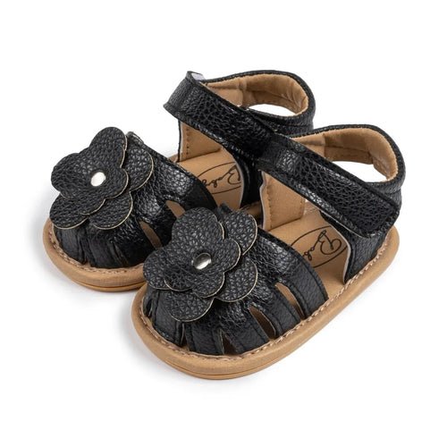 Velcro Slip - On Leather Flower Sandals - KozyPanda