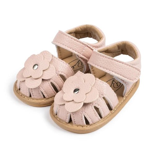 Velcro Slip - On Leather Flower Sandals - KozyPanda