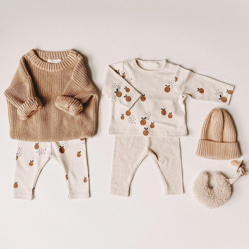 0–3T Baby Clothes Set – Long Sleeve Cotton Top & Pants for Boys & Girls