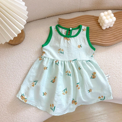 Fashion Printed Sleeveless Baby Girl Dress – Newborn Princess Outfit