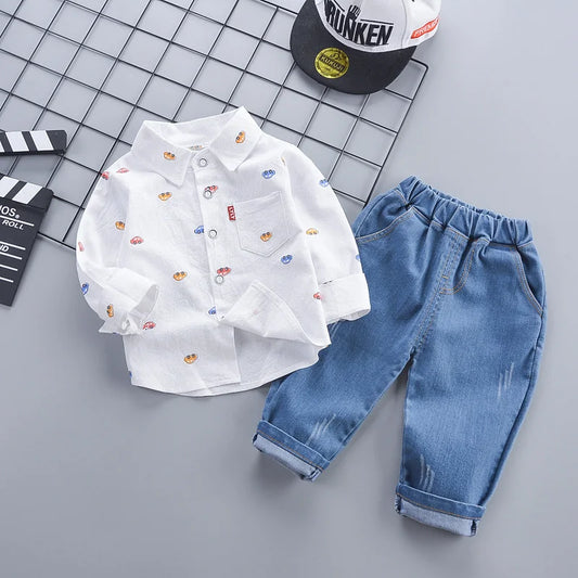 Spring & Autumn Baby Boy Clothes Set – Long Sleeve Shirt + Pants Outfit