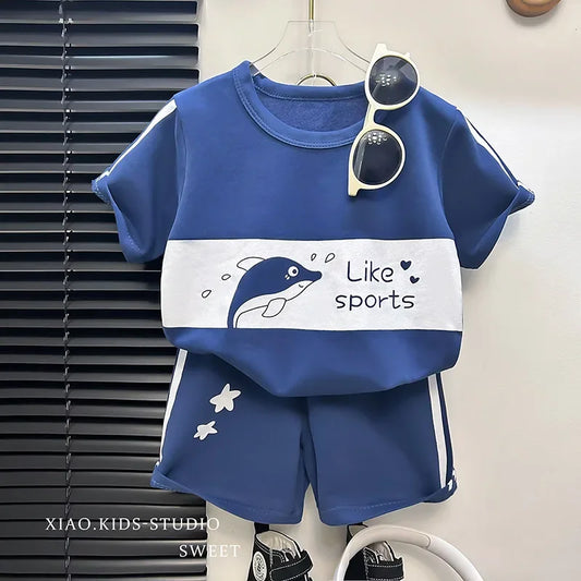 Kids' Striped Short Sleeve Summer Set – 2-Piece Outfit for Girls & Boys