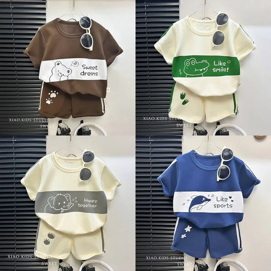 Kids' Striped Short Sleeve Summer Set – 2-Piece Outfit for Girls & Boys