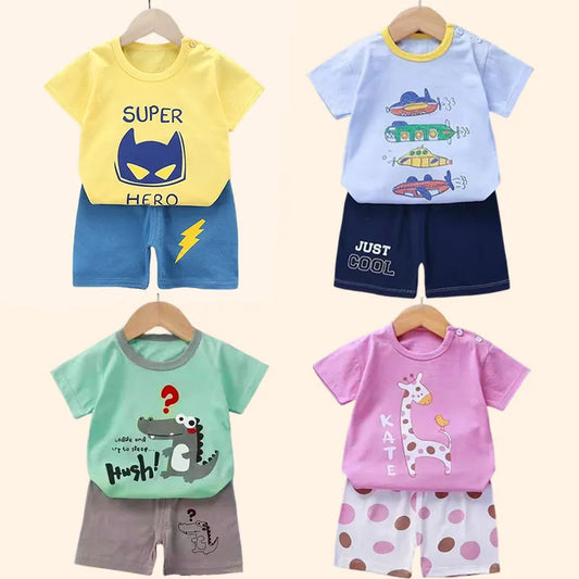 2PCS Kids Clothing Set – T-Shirt & Shorts Outfit for Boys & Girls