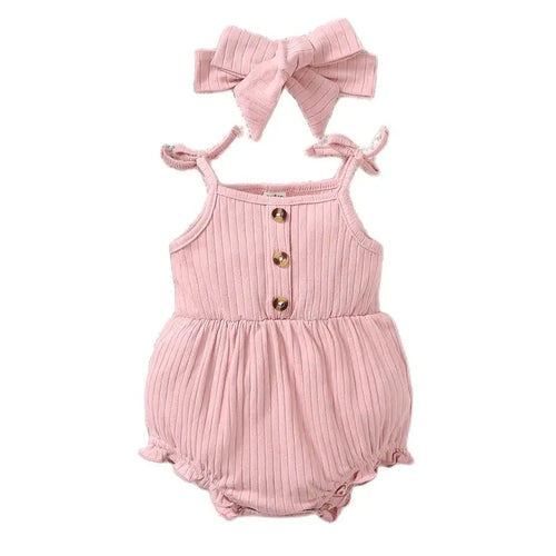 2024 New Baby Girl Suspender Romper – Pink & Cute for 0–9 Months