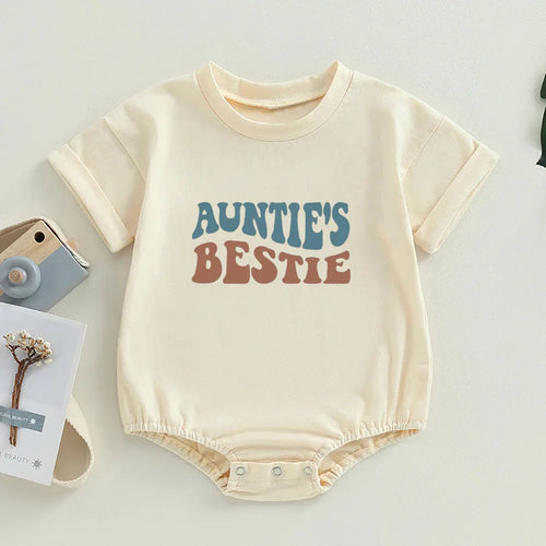 “Auntie’s Little Bestie” Bubble Romper – Newborn Baby Girl/Boy Outfit