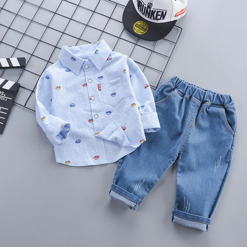 Spring & Autumn Baby Boy Clothes Set – Long Sleeve Shirt + Pants Outfit