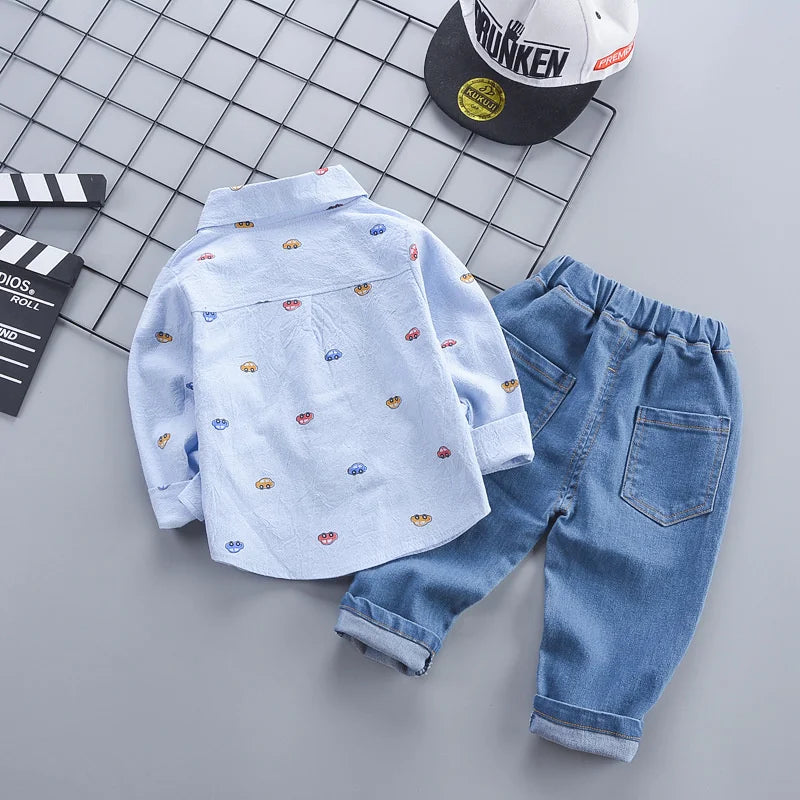 Spring & Autumn Baby Boy Clothes Set – Long Sleeve Shirt + Pants Outfit
