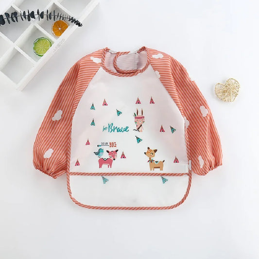 Waterproof Long Sleeve Baby Bib – Cartoon Eating Smock for Infants & Toddlers
