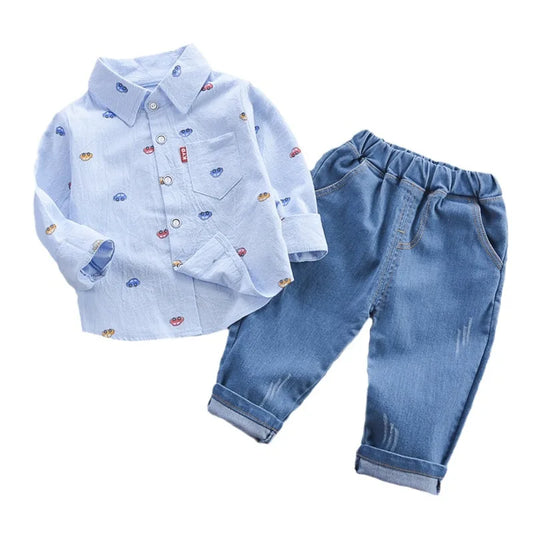 Spring & Autumn Baby Boy Clothes Set – Long Sleeve Shirt + Pants Outfit