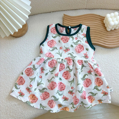 Fashion Printed Sleeveless Baby Girl Dress – Newborn Princess Outfit