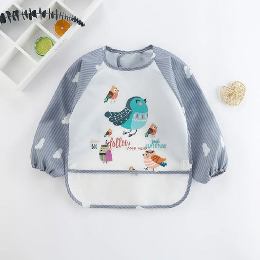 Waterproof Long Sleeve Baby Bib – Cartoon Eating Smock for Infants & Toddlers