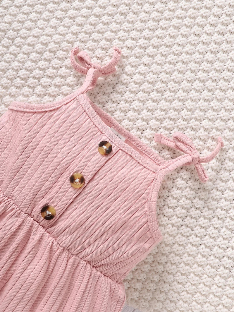 2024 New Baby Girl Suspender Romper – Pink & Cute for 0–9 Months
